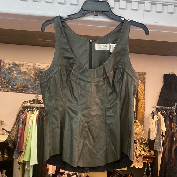 Bryon Lars Green leatherZippered Corset Style Top